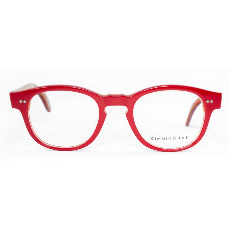 Occhiali da vista Cimmino Lab, modello Casa rossa, colore rosso, vista frontale.