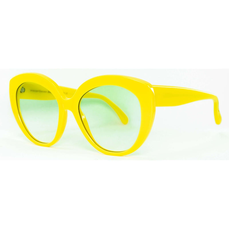 Occhiali da sole Cimmino Lab, modello Damecuta, colore giallo, vista laterale.