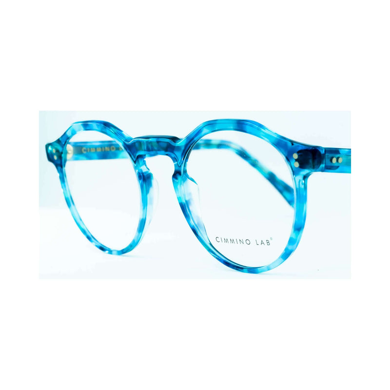 Occhiali da vista Cimmino Lab, modello Marina grande, colore tartarugato blu Capri, vista frontale zoom.