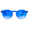 Occhiali da sole Cimmino Lab, modello Marina grande, colore blu, vista frontale.