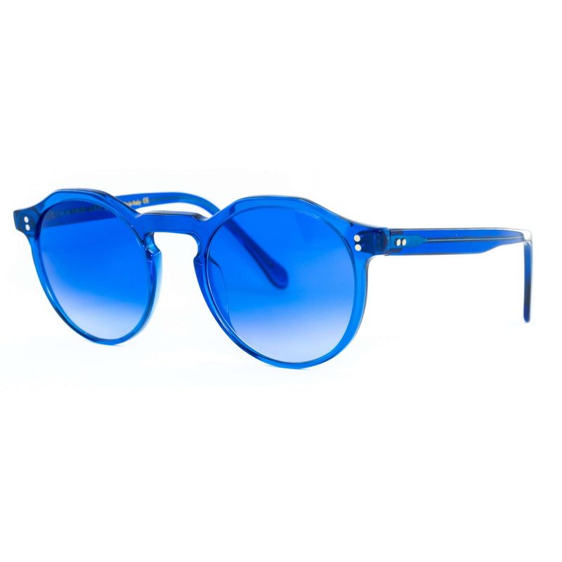 Occhiali da sole Cimmino Lab, modello Marina grande, colore blu, vista laterale.