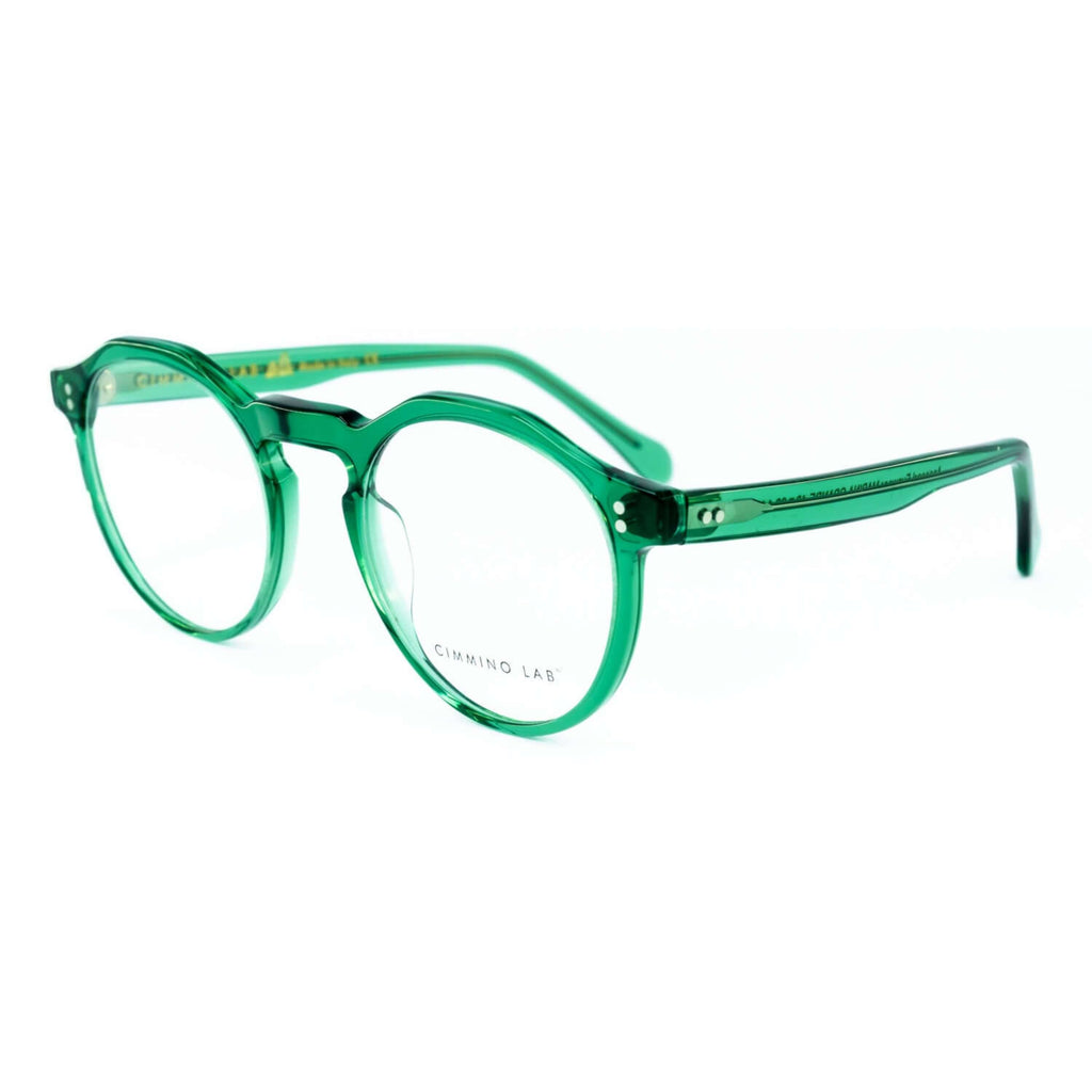 Occhiali da vista Cimmino Lab, modello Marina grande, colore verde, vista laterale.
