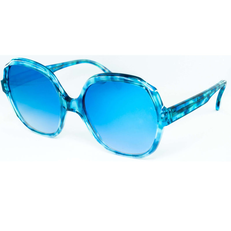 Occhiali da sole Cimmino Lab, modello Tragara, colore tartarugato blu Capri, vista laterale.